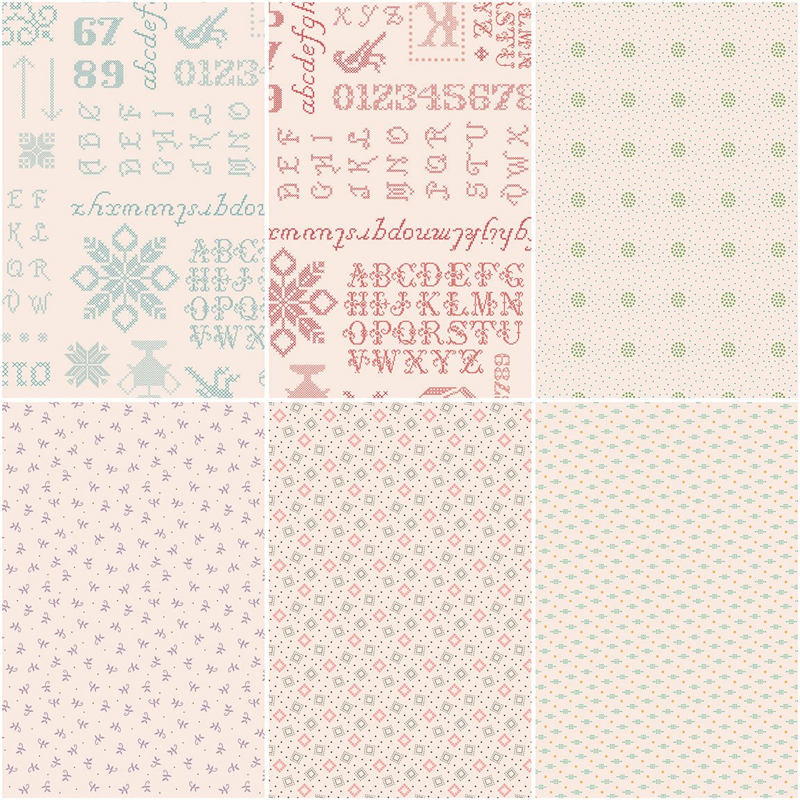 Piece & Plenty Latte 1 - Yard Fabric Bundle, 6 Pieces – Lori Holt for Riley Blake - Ray of Sonshine Design