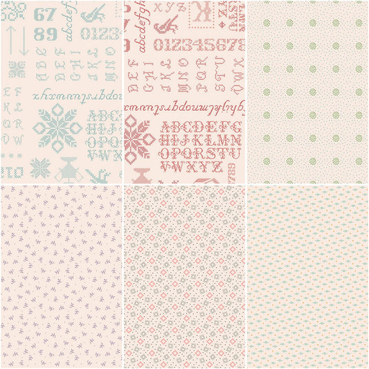 Piece & Plenty Latte 1 - Yard Fabric Bundle, 6 Pieces – Lori Holt for Riley Blake - Ray of Sonshine Design
