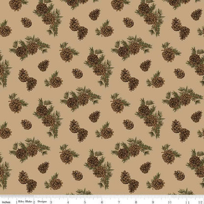 Pine Grove Pinecones Tan - C15933 - TAN - Riley Blake Designs - Outdoor Fabric - Cotton Fabric by the yard - Ray of Sonshine Design