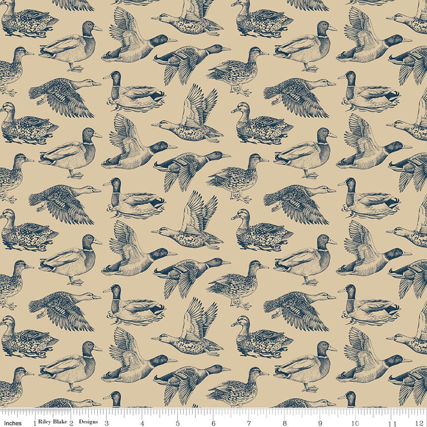 Plaid - Venture Club Ducks Tan Riley Blake Designs Quilting Cotton Fabric by the Yard - Ray of Sonshine Design