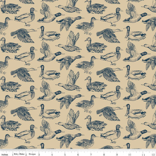 Plaid - Venture Club Ducks Tan Riley Blake Designs Quilting Cotton Fabric by the Yard - Ray of Sonshine Design