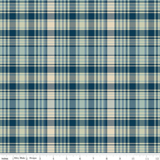 Plaid-Venture Club Fisher Blue Riley Blake Designs Fabric by the Yard - Ray of Sonshine Design