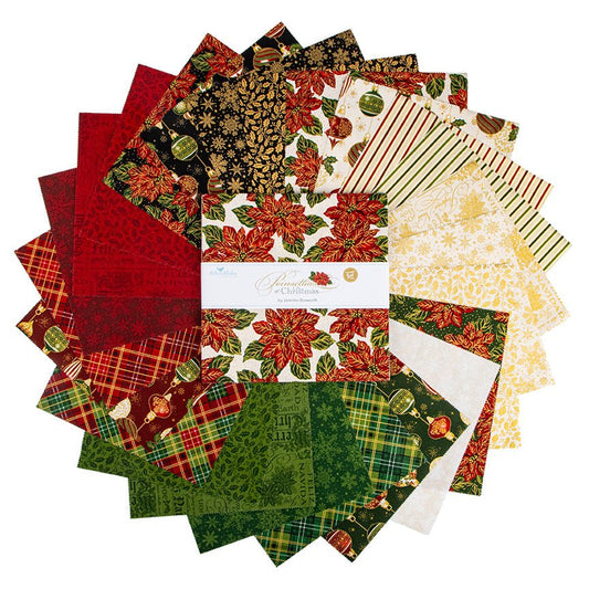 Poinsettias at Christmas 10" Precut Stacker - 42 Pieces Riley Blake - Ray of Sonshine Design