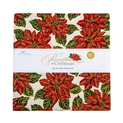Poinsettias at Christmas 10" Precut Stacker - 42 Pieces Riley Blake - Ray of Sonshine Design
