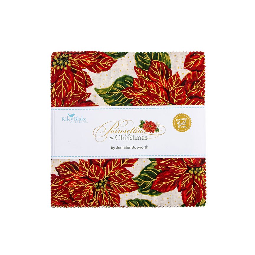 Poinsettias at Christmas 5" Precut Stacker - 42 Pieces - Ray of Sonshine Design