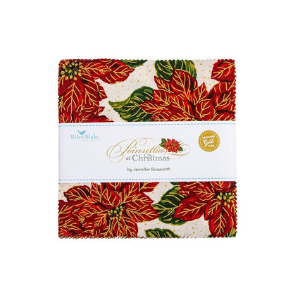 Poinsettias at Christmas 5" Precut Stacker - 42 Pieces - Ray of Sonshine Design