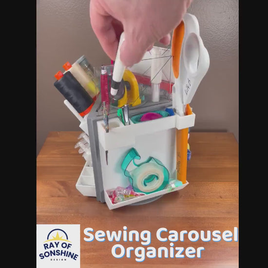 Rotating Sewing Notion - Craft Organizer - Tool and Supply Storage Carousel - Organizer
