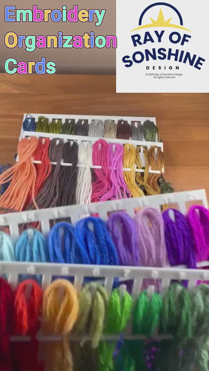 Yarn / Floss Organizer holds up to 40 fibers (10 per card), Embroidery Card, Thread Organizer for Cross Stitch Embroidery or Needlepoint