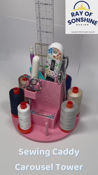 Sewing Caddy Carousel Tower, Thread Holder and Tool Organization