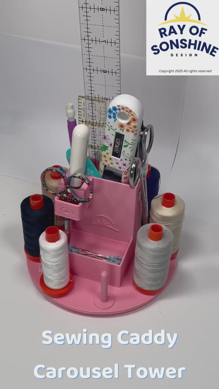 Sewing Caddy Carousel Tower, Thread Holder and Tool Organization