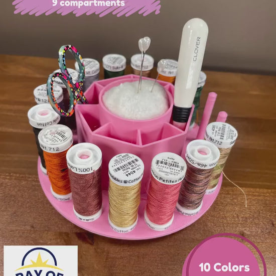 Hand Work Caddy Carousel, Thread Holder for Needlepoint, Embroidery Organization