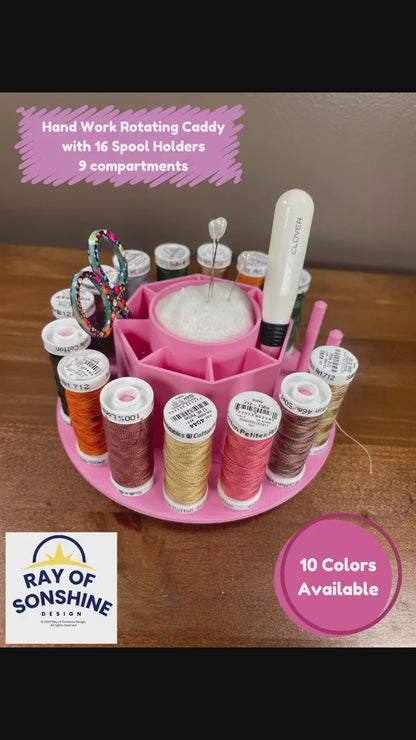 Hand Work Caddy Carousel, Thread Holder for Needlepoint, Embroidery Organization
