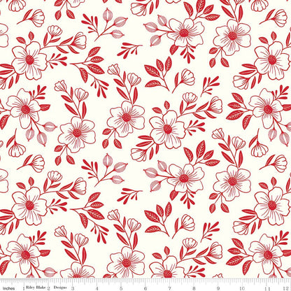 Radiant Ruby Main Cloud Riley Blake Designs Quilting Cotton Fabric by the Yard - Ray of Sonshine Design