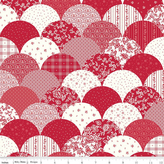 Red Delicious Scallops Cheater Print Riley Blake Quilting Fabric by the Yard - Ray of Sonshine Design