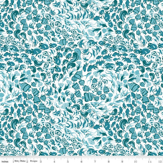 Reef Fish Deep Water - Riley Blake Designs - Cotton Fabric by the Yard - C17273 - DEEPWATER - Ray of Sonshine Design