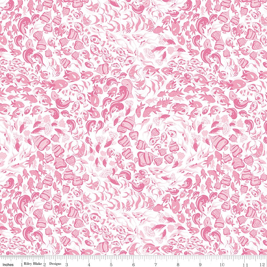 Reef Fish Pink Riley Blake Designs Quilting Fabric by the Yard - Ray of Sonshine Design