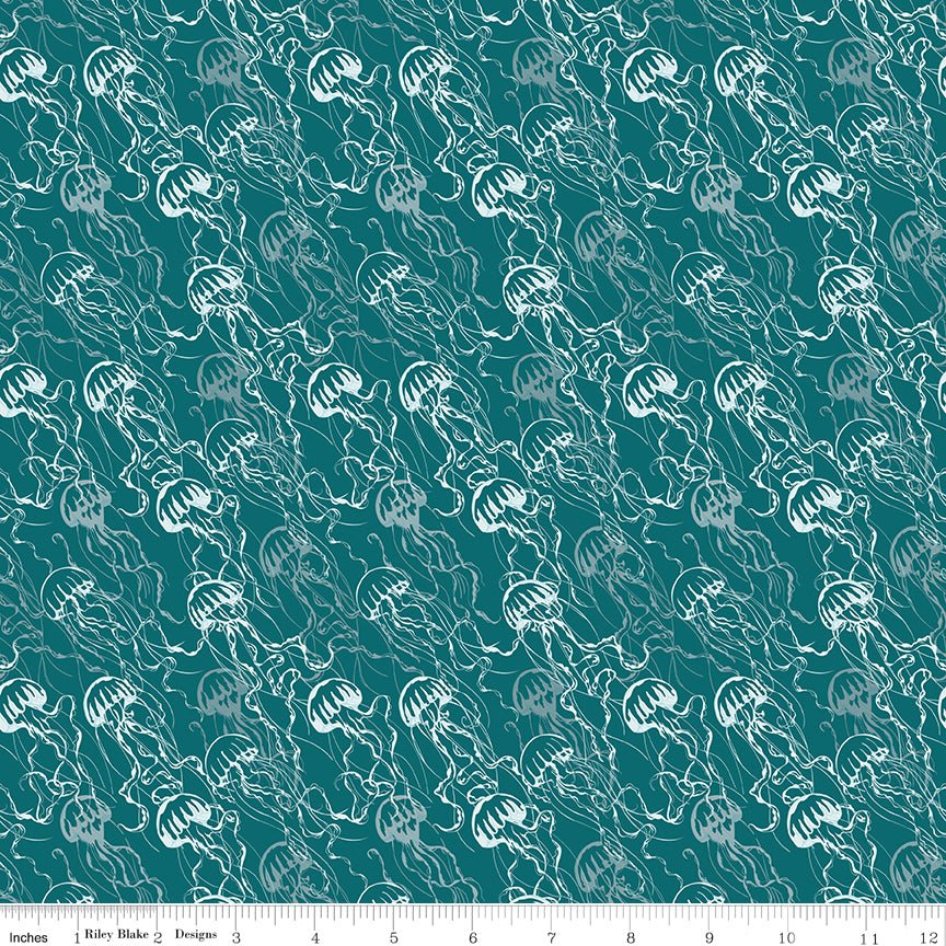 Reef Jellies Jade Riley Blake Designs Quilting Cotton Fabric by the Yard - Ray of Sonshine Design