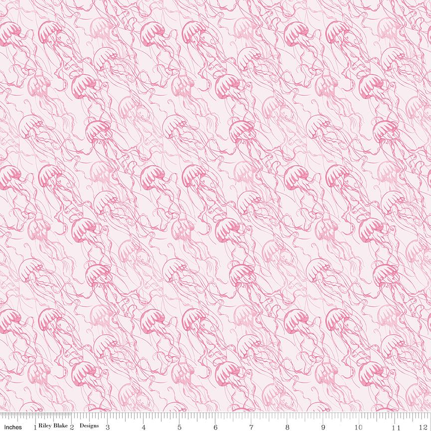 Reef Jellies Pink - Riley Blake Designs - Cotton Fabric by the Yard - C17274 - PINK - Ray of Sonshine Design