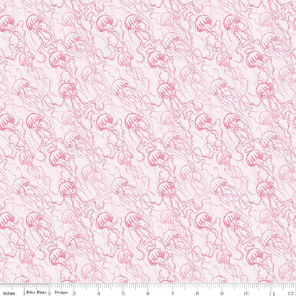 Reef Jellies Pink - Riley Blake Designs - Cotton Fabric by the Yard - C17274 - PINK - Ray of Sonshine Design
