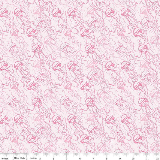Reef Jellies Pink - Riley Blake Designs - Cotton Fabric by the Yard - C17274 - PINK - Ray of Sonshine Design