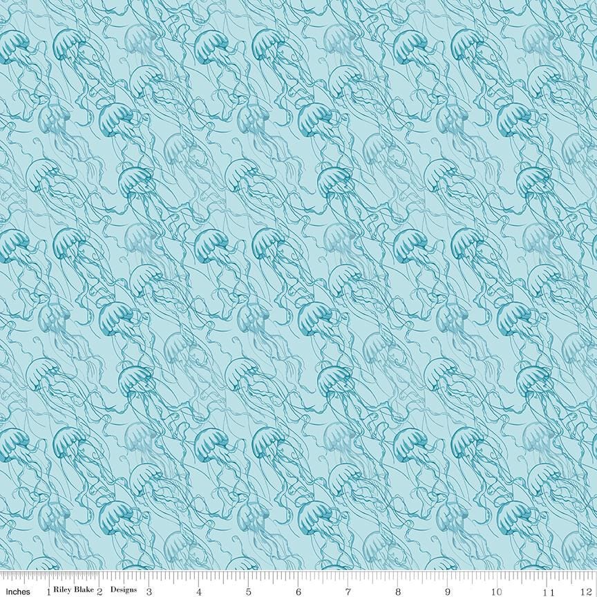 Reef Jellies Sky - Riley Blake Designs - Cotton Fabric by the Yard - C17274 - SKY - Ray of Sonshine Design
