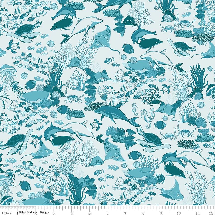 Reef Main Powder - Riley Blake Designs - Cotton Fabric by the Yard - C17270 - POWDER - Ray of Sonshine Design