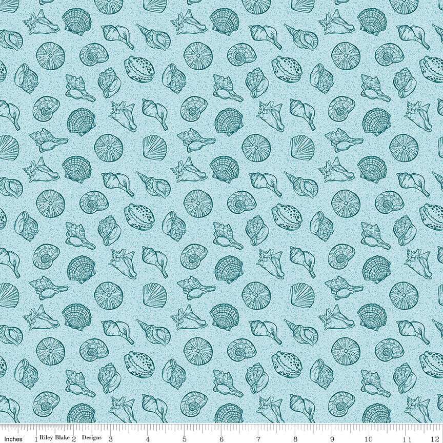 Reef Shells Sky Riley Blake Quilting Cotton Fabric by the Yard - Ray of Sonshine Design