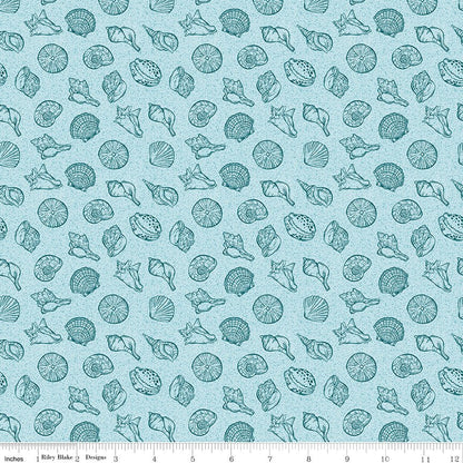 Reef Shells Sky Riley Blake Quilting Cotton Fabric by the Yard - Ray of Sonshine Design