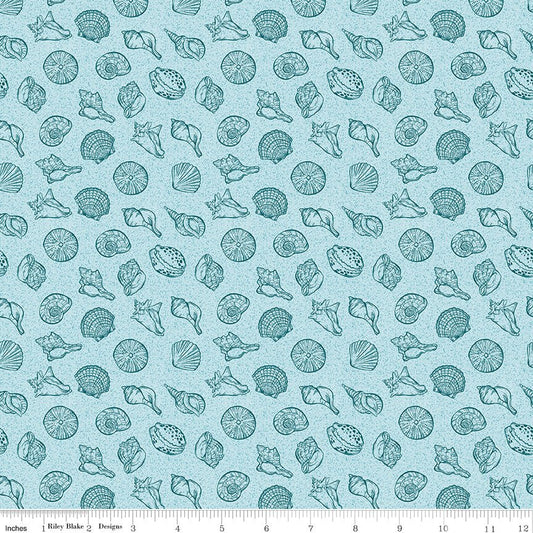 Reef Shells Sky Riley Blake Quilting Cotton Fabric by the Yard - Ray of Sonshine Design