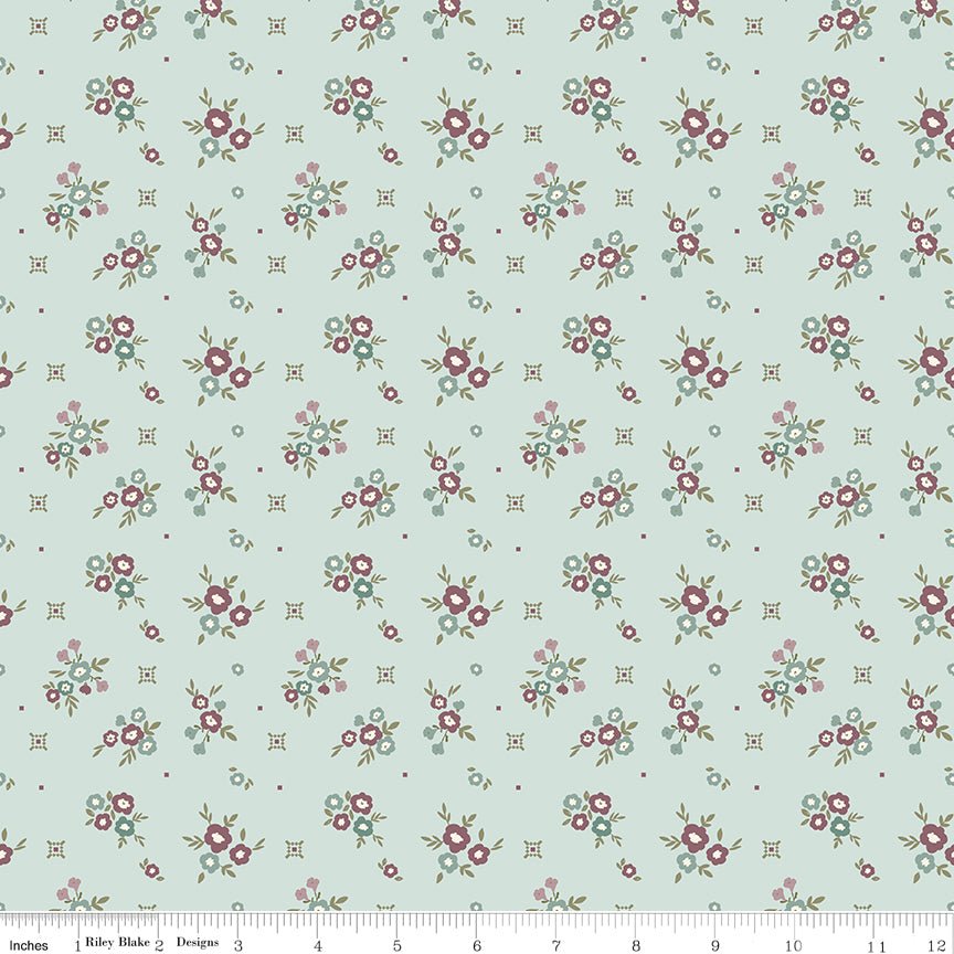 Renew Floral Bleached Denim Fabric by the Yard or Fat Quarter - Sandy Gervais for Riley Blake Designs - Ray of Sonshine Design