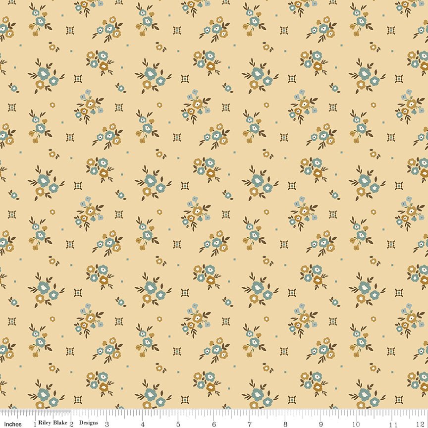 Renew Floral Yellow Fabric by the Yard or Fat Quarter - Sandy Gervais for Riley Blake Designs - Ray of Sonshine Design