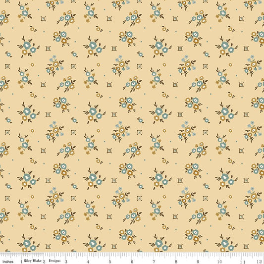 Renew Floral Yellow Fabric by the Yard or Fat Quarter - Sandy Gervais for Riley Blake Designs - Ray of Sonshine Design