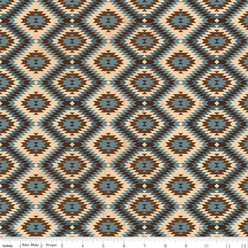 Riley Blake John Wayne American West Southwest Geometric Fabric - Denim (C16621 - DENIM) - Ray of Sonshine Design