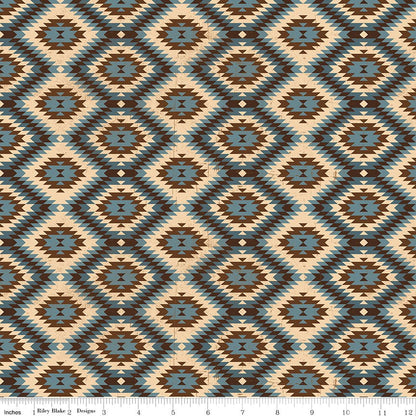 Riley Blake John Wayne American West Southwest Geometric Fabric - Denim (C16621 - DENIM) - Ray of Sonshine Design