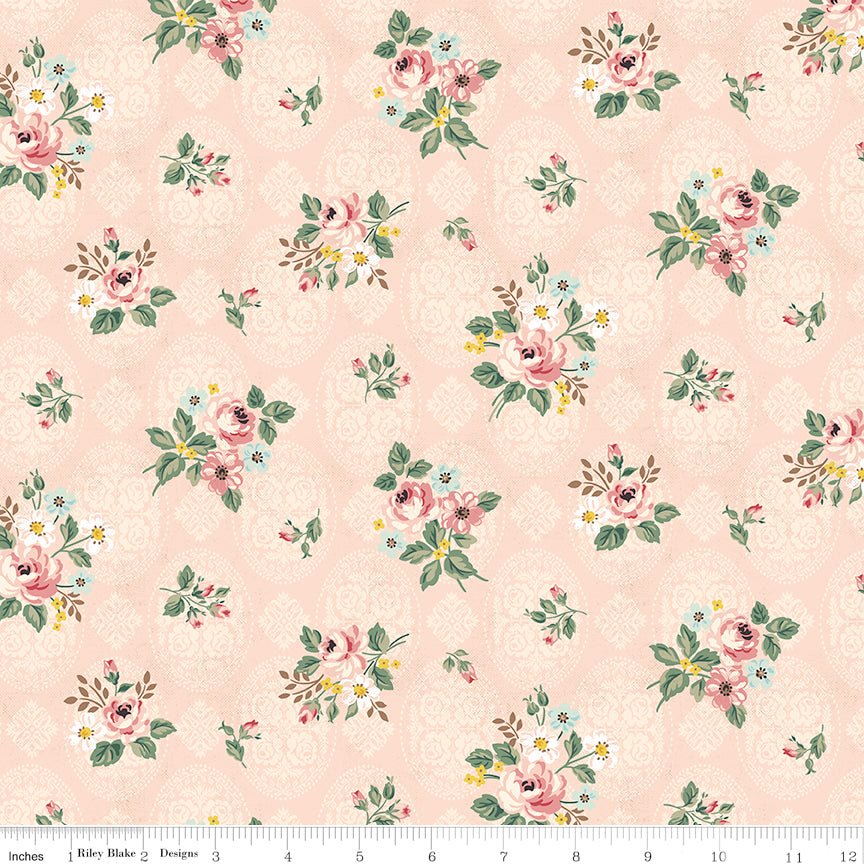 Rose & Violet's Bouquet des Fleurs Posy Blush Riley Blake Designs Quilting Cotton Fabric by the Yard - Ray of Sonshine Design