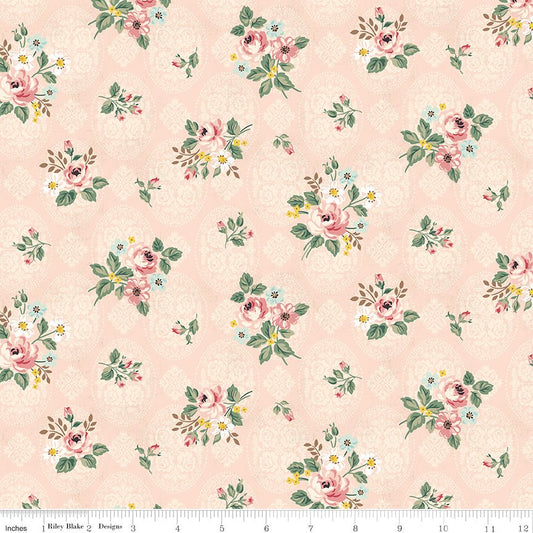 Rose & Violet's Bouquet des Fleurs Posy Blush Riley Blake Designs Quilting Cotton Fabric by the Yard - Ray of Sonshine Design