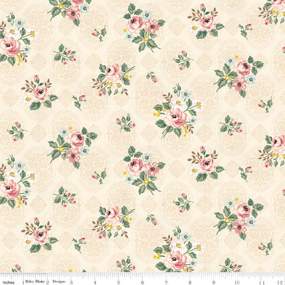 Rose & Violet's Bouquet des Fleurs Posy Cream Riley Blake Designs Quilting Cotton Fabric by the Yard - Ray of Sonshine Design