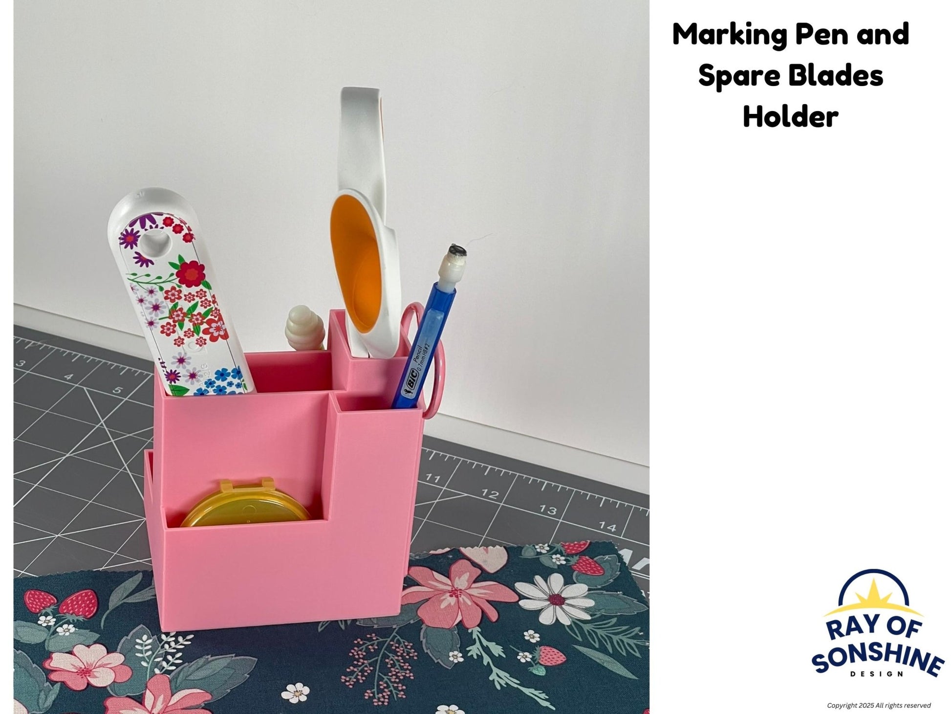 Rotary Cutter Caddy – Scissor & Notions Organizer for Quilters and Sewists - Fabric cutting stations - Ray of Sonshine Design