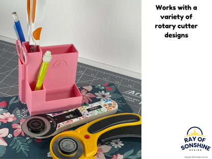 Rotary Cutter Caddy – Scissor & Notions Organizer for Quilters and Sewists - Fabric cutting stations - Ray of Sonshine Design