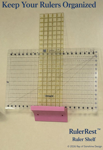RulerRest™ | Quilting Ruler Holder | Wall Mounted Sewing Organizer | Acrylic Ruler Storage | 11 Color Options - Ray of Sonshine Design