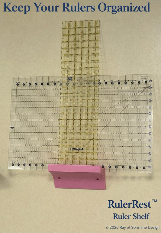 RulerRest™ | Quilting Ruler Holder | Wall Mounted Sewing Organizer | Acrylic Ruler Storage | 11 Color Options - Ray of Sonshine Design
