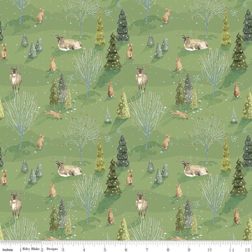 Santa's Tree Farm Woodland Green - Riley Blake Designs - Holiday Christmas Cotton Fabric by the yard - CD16451 - GREEN - Ray of Sonshine Design