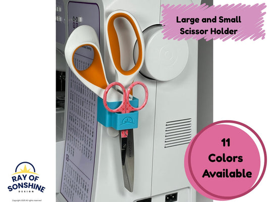 Scissor Holder for Large and Small Scissors - Use on your machine or mount on the wall. Command Strips Included - Ray of Sonshine Design