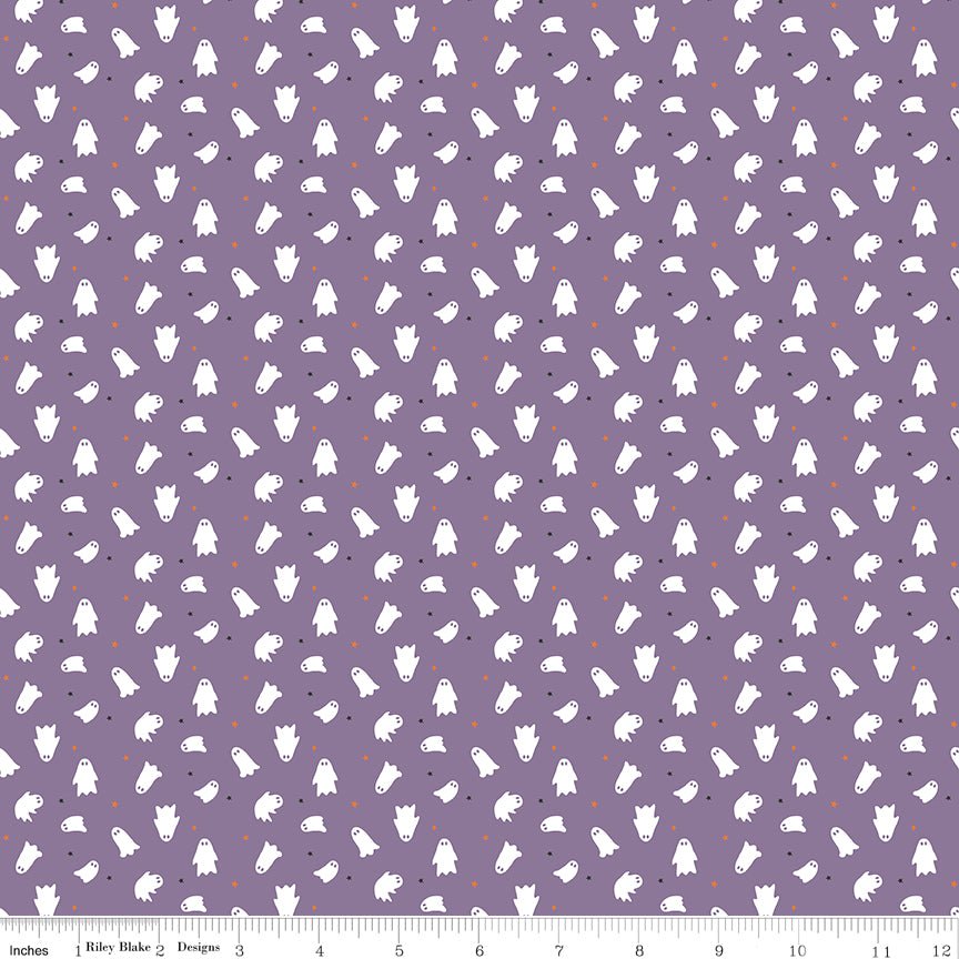 Seasonal Basics Ghosts Purple Halloween Riley Blake Fabric by the Yard - Ray of Sonshine Design