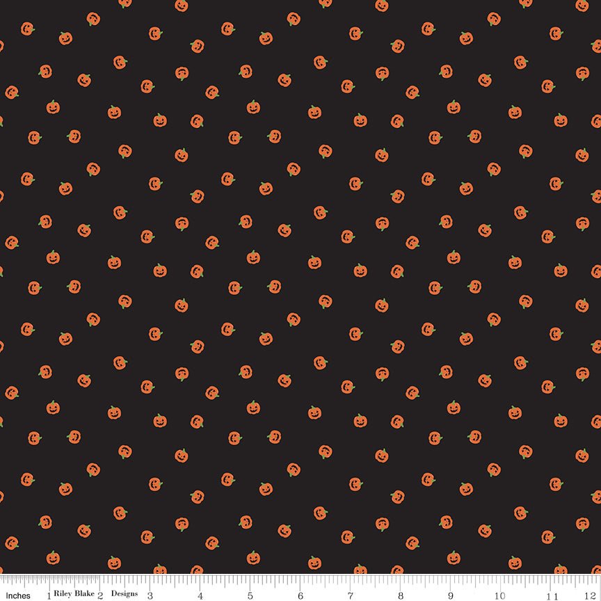 Seasonal Basics Jacks Black Halloween Riley Blake Fabric by the Yard - Ray of Sonshine Design
