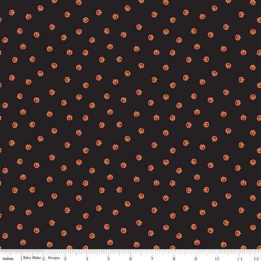 Seasonal Basics Jacks Black Halloween Riley Blake Fabric by the Yard - Ray of Sonshine Design