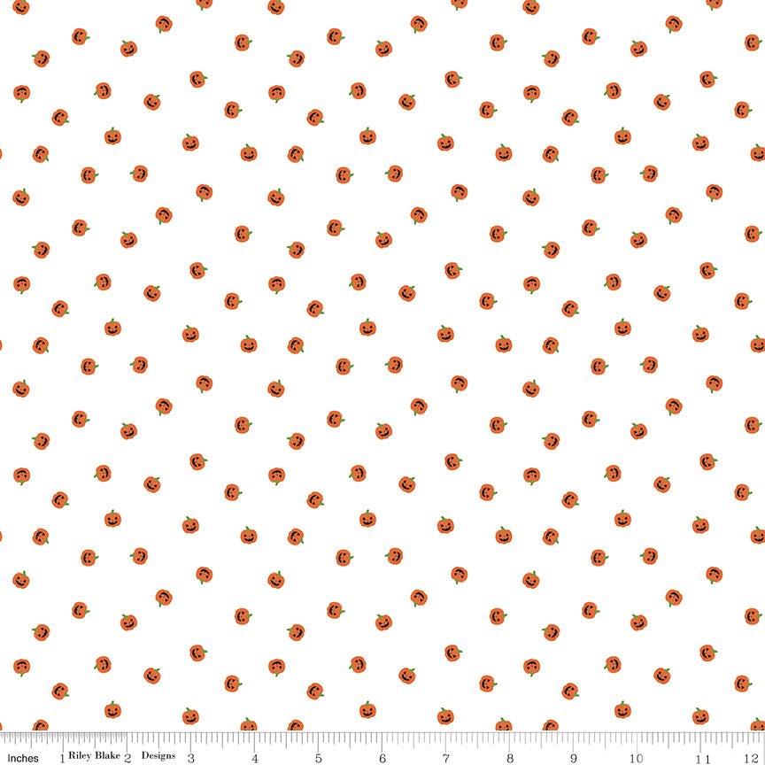 Seasonal Basics Jacks White Halloween Riley Blake Fabric by the Yard - Ray of Sonshine Design