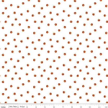 Seasonal Basics Jacks White Halloween Riley Blake Fabric by the Yard - Ray of Sonshine Design