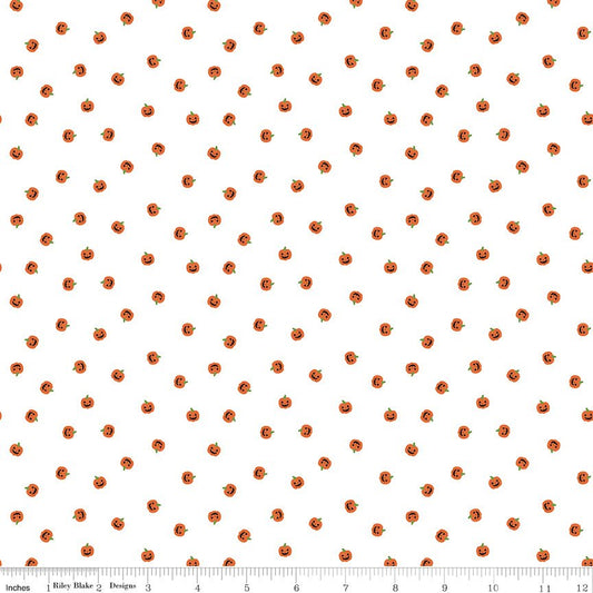 Seasonal Basics Jacks White Halloween Riley Blake Fabric by the Yard - Ray of Sonshine Design
