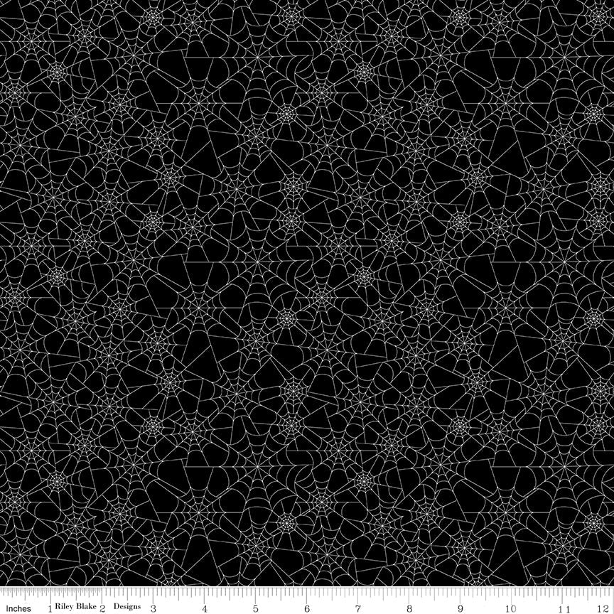 Seasonal Basics Spider Webs Black Halloween Riley Blake Fabric by the Yard - Ray of Sonshine Design